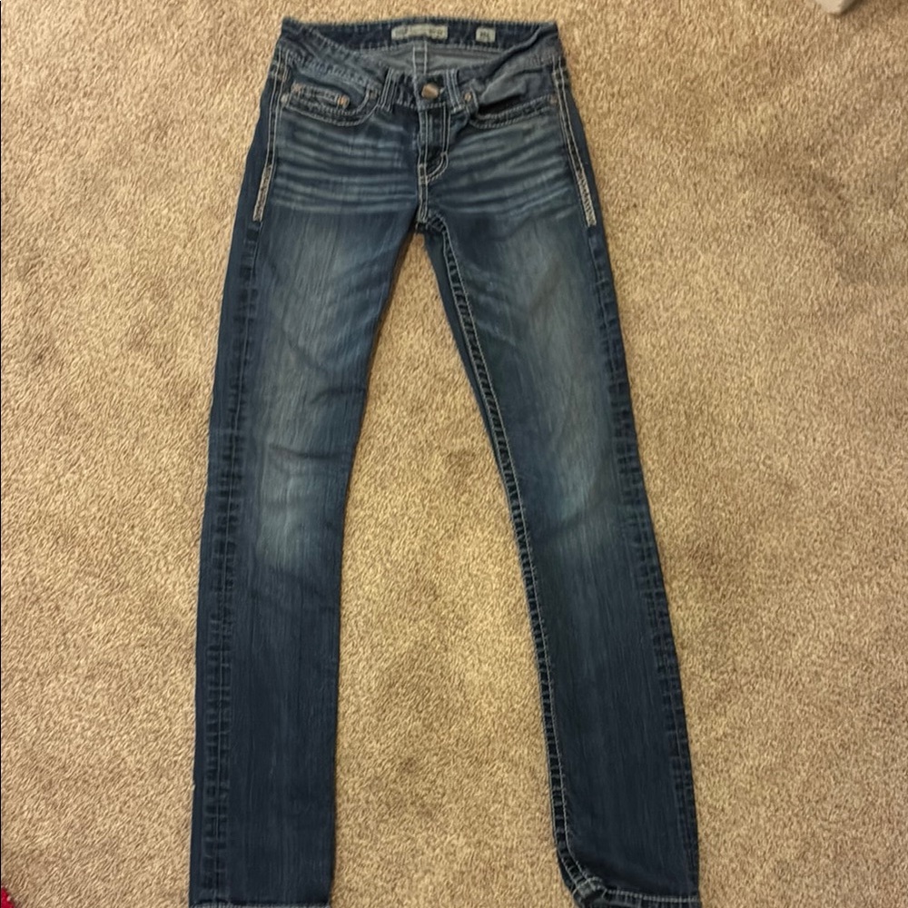 Blue Skinny Jeans with Vintage Wash
